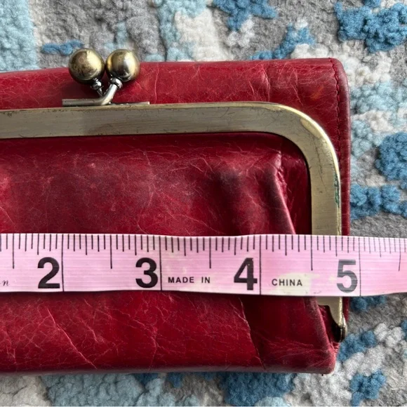 Vintage Red Hobo Leather kiss clasp wallet & card holder - Picture 8 of 8